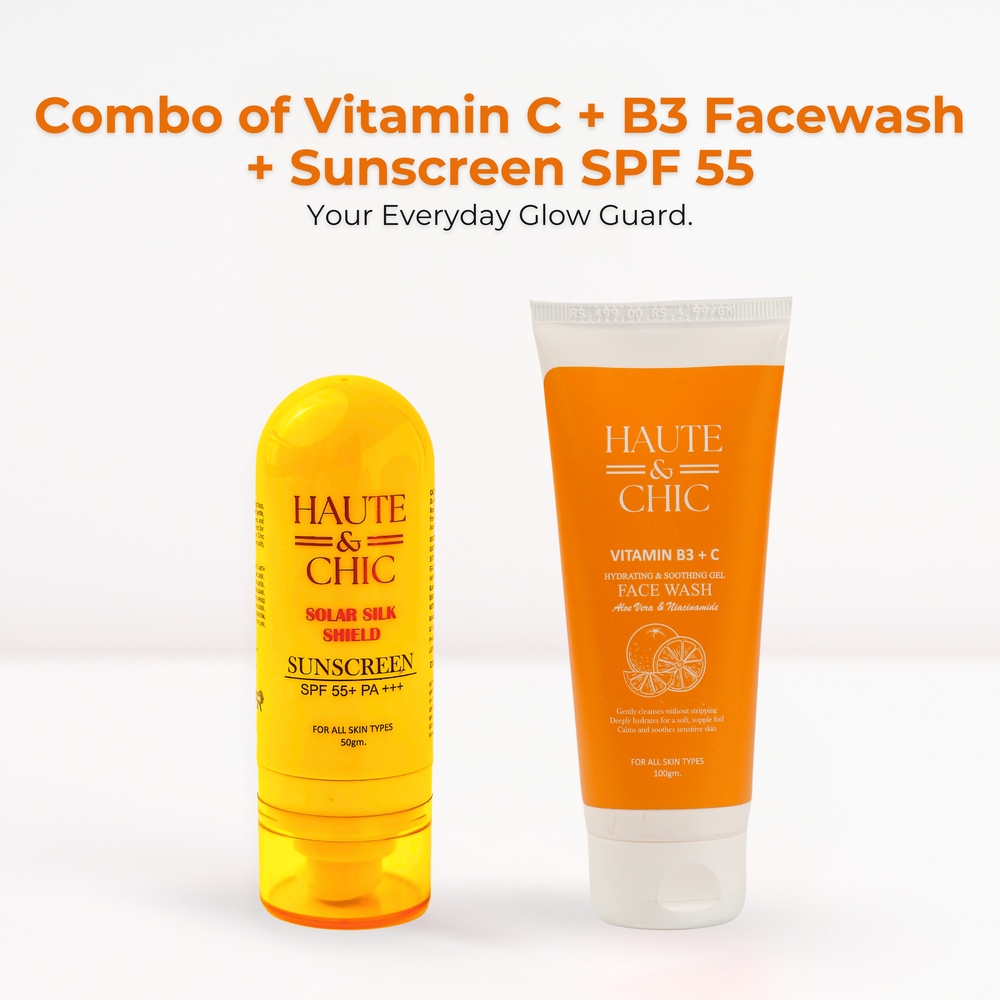 Combo pack of Vitamin C + B3 Facewash + Everyday UV Clear Sunscreen SPF 55